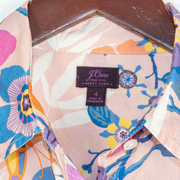 J.Crew Liberty Floral Classic Popover Shirt in Pavilion Pink multi sz 4 - Picture 3 of 9